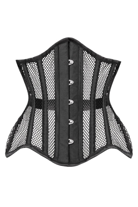 Black Mesh Underbust Corset with Steel Boning