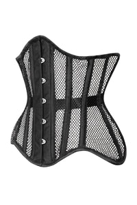 Black Mesh Underbust Corset with Steel Boning