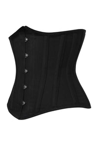 Black Cotton Underbust Corset with Steel Boning