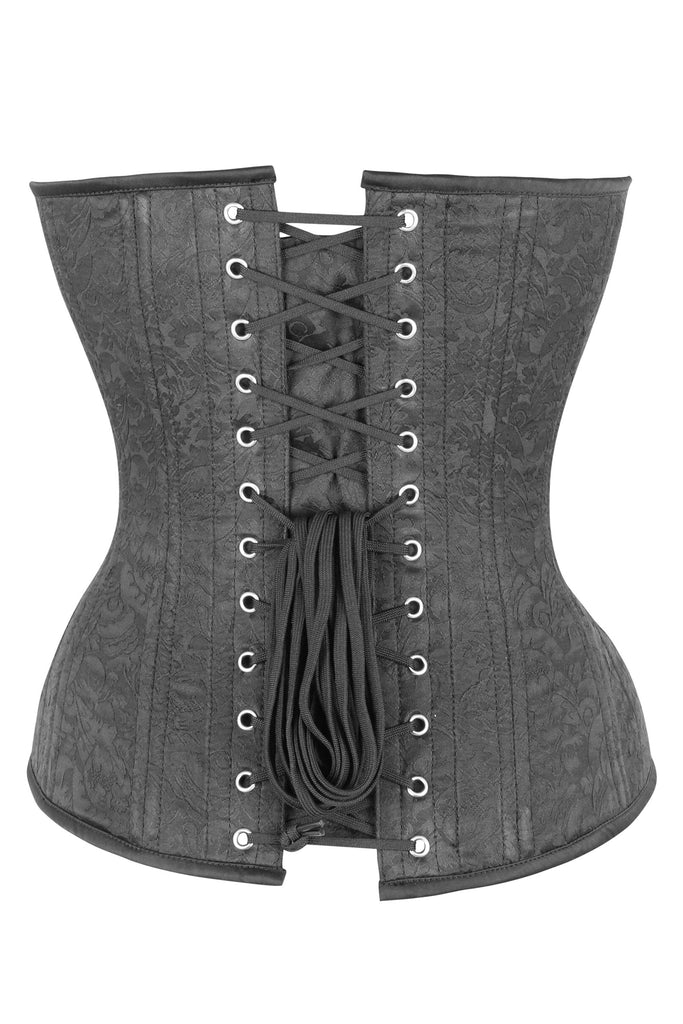 Black Brocade Expert Waist Training Overbust Corset