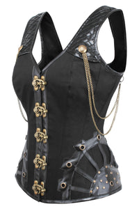 Corset Story WTS224 Black Steampunk Overbust with Shoulder Straps