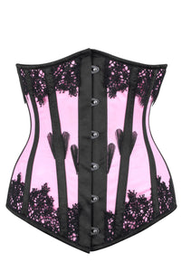 Corset Story WTS927 Pink Satin Underbust with Decorative Lace