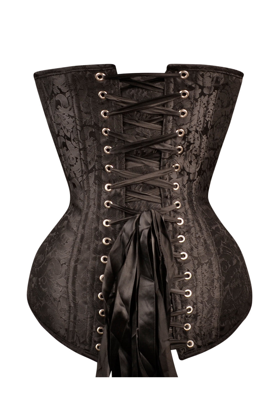 BLACK FLORAL BROCADE EYELET OVERBUST CORSET STORY LACE UP store CORSET