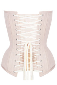 Corset Story EXP002 Pinky Beige Cotton Twill Classic Overbust Waist Trainer With Hip Gores