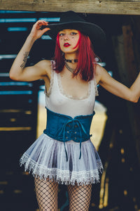 Steel Boned Denim Corset Inspired Belt (UK)