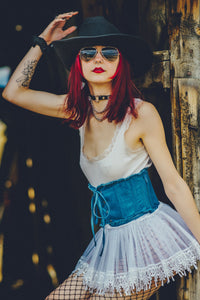 Steel Boned Denim Corset Inspired Belt (UK)