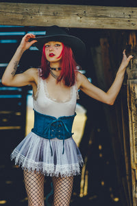 Steel Boned Denim Corset Inspired Belt (UK)
