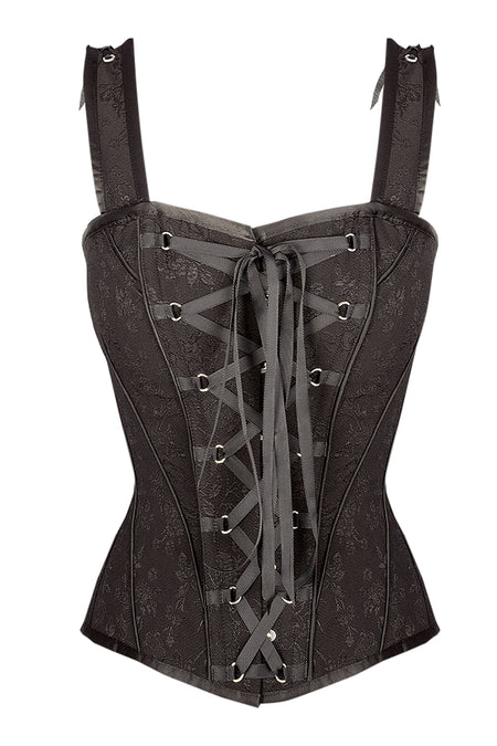Lucie | Cropped Black Lace Corset w/ Roses