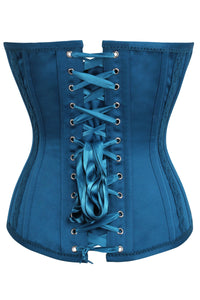 Corset Story BC-051 Blue Satin Overbust with Lace trim detailing