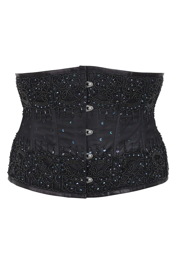 Black Beaded Couture Waspie Corset