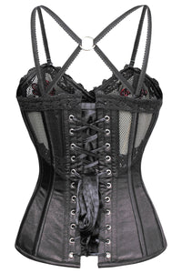 Corset Story FTS101 Gothic inspired Mesh and Rose Corset with Straps