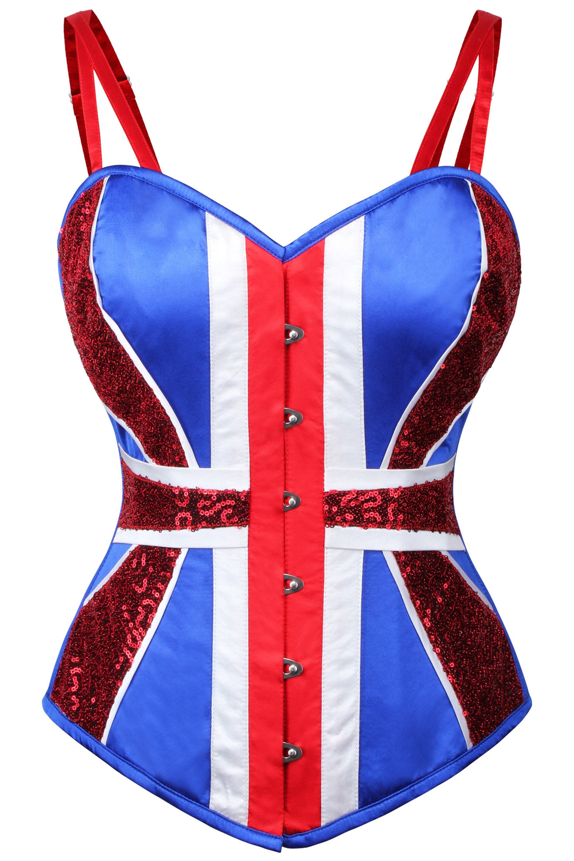 Overbust Custom Made Burlesque Red Corset with Attached Sleeve
