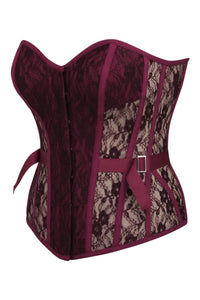 Sadie Crushed Violets Viscose and Lace Overbust Corset