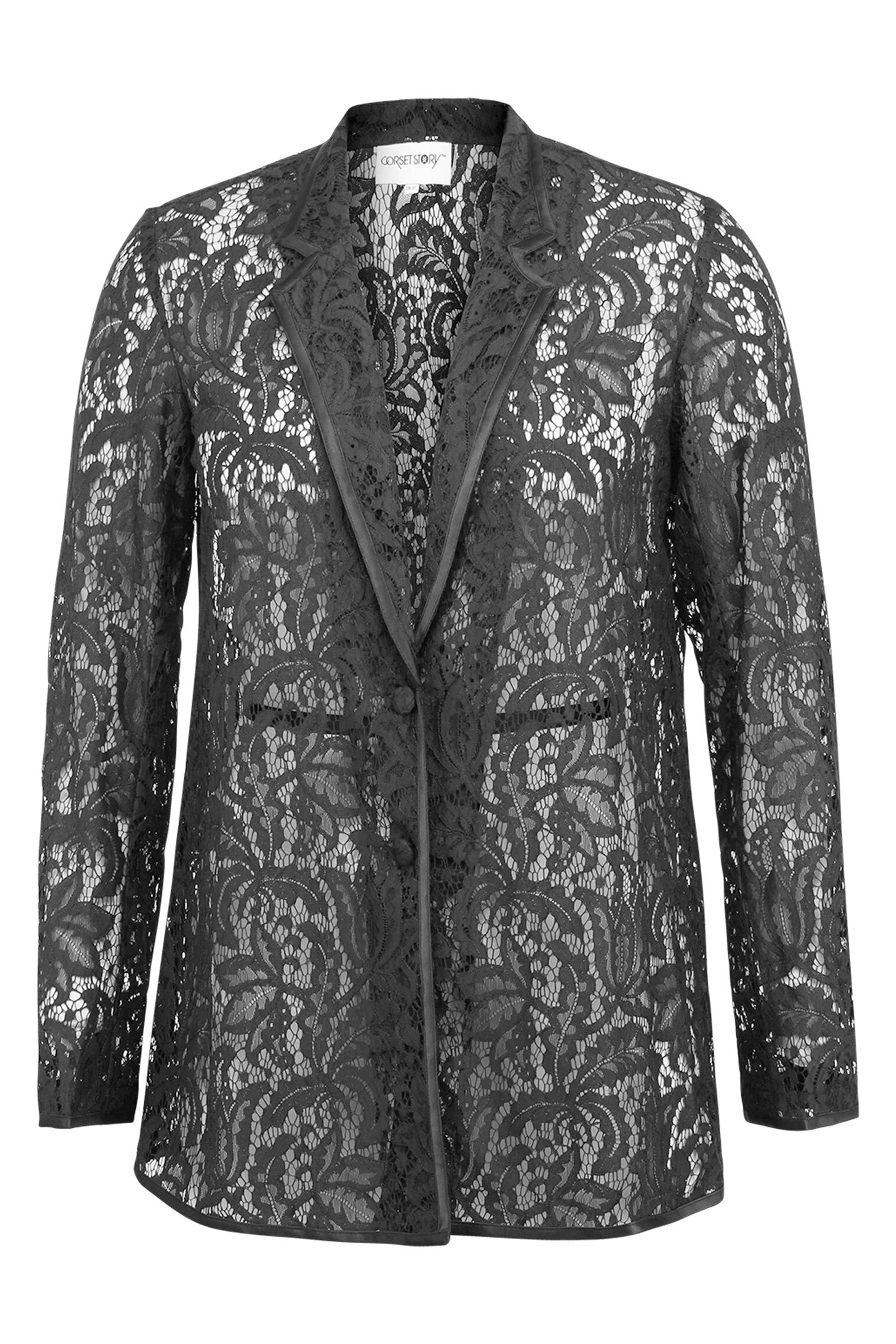 Black Sheer Lace Ladies Suit Jacket 