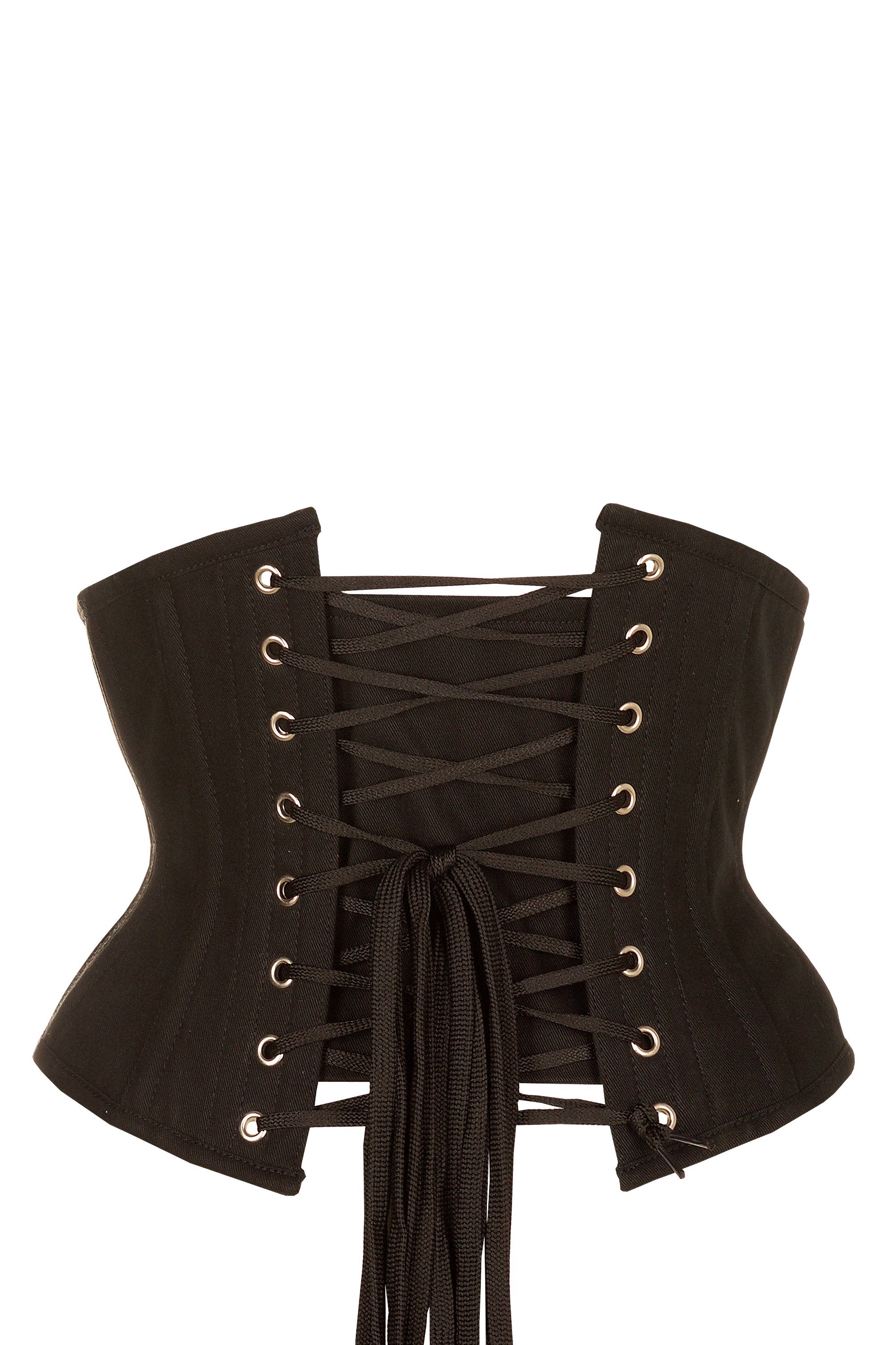 Cotton Black Waist Training Corset with Zip