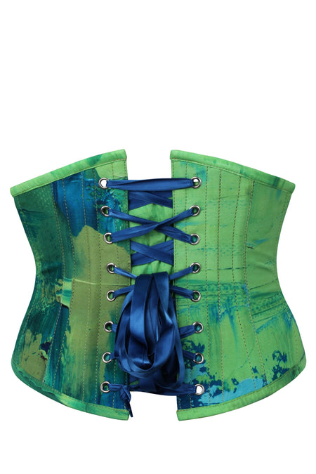 Corset Story MY-625 Green and Blue Colour Blot Waspie Corset