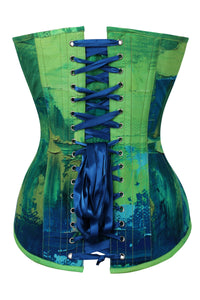 Corset Story MY-629 Green and Blue Colour Blot Longline Overbust Corset