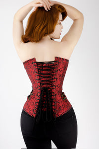 Wild Wild West red satin black lace steampunk tight lacing corset – Gallery  Serpentine