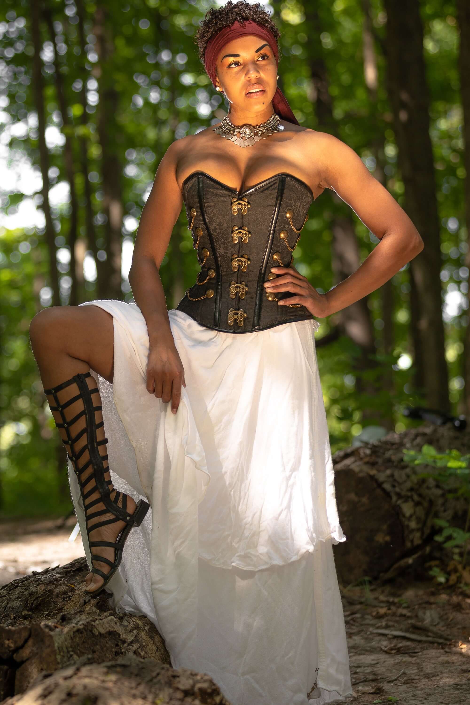 Corset Story STEAMPUNK BLACK AND BURGUNDY LONGLINE UNDERBUST shops WITH SIDE TABS