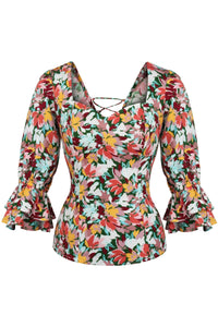 Liana Floral Explosion Viscose Corset-Inspired Backless Top