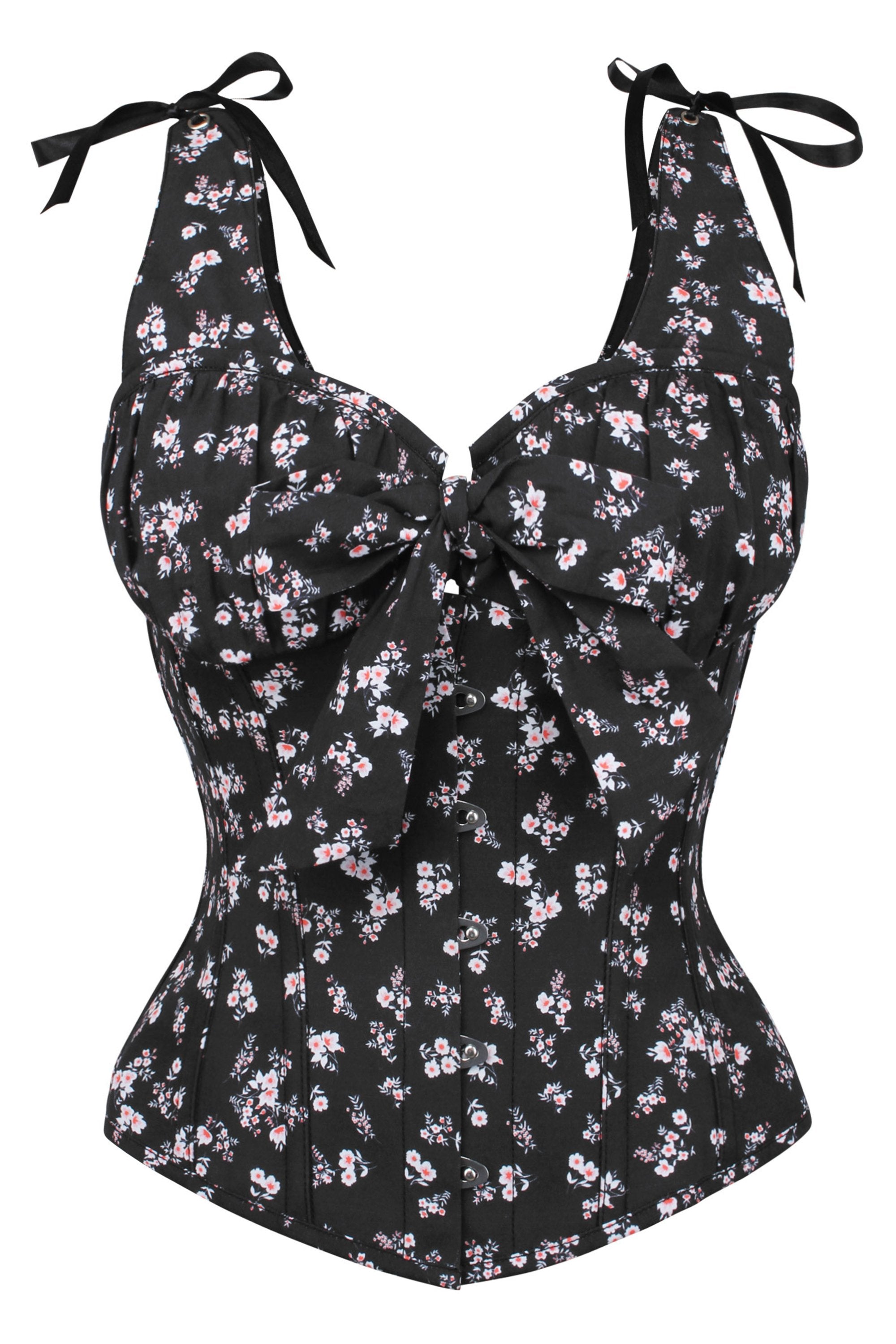 ASOS DESIGN corset detail suit co ord top in dark floral