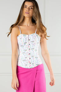 Corset Story TYS517 Pressed Floral Print Corset Top with Spaghetti Strap
