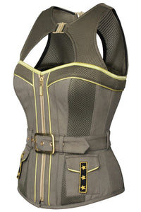 Military Style Zip and Buckle Corset