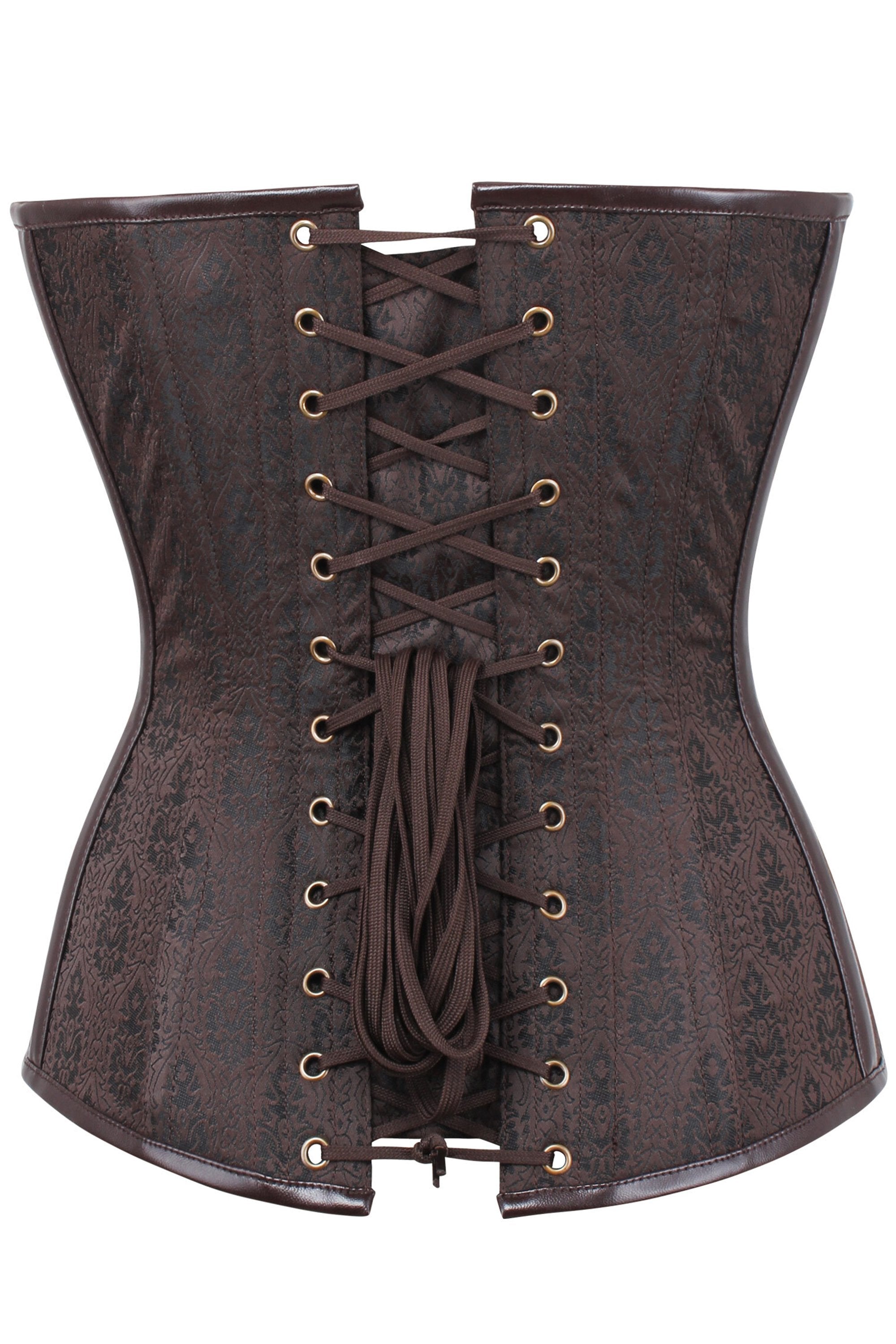 Vintage Brown Steampunk Corset with shops waist bag, thong and shoulder jacket set.