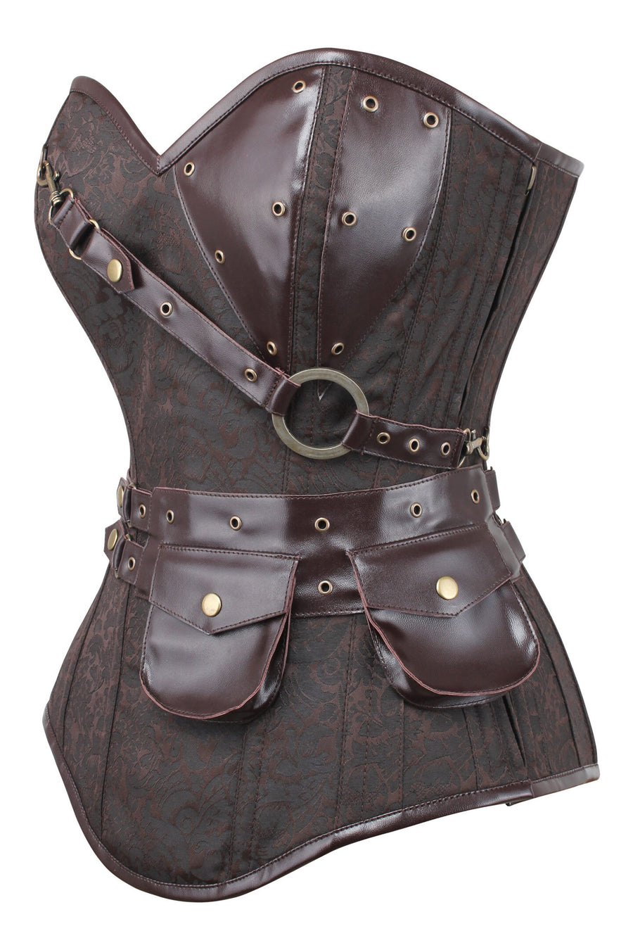 Steampunk and gothic style leather corset (brown and black). Alt, moto –  Corsettery Authentic Corsets USA