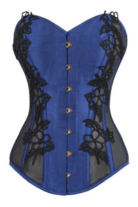 Silky Satin Overbust Corset Top in White Black and Navy