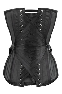 Corset Story WTS917 Black Longline Overbust Mesh Corset with Fan Ribbon Lacing